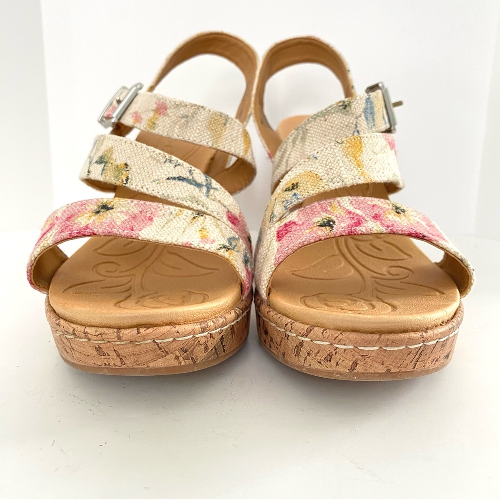 b.o.c Born Concepts Schirra Platform Wedge Heel Sandals Floral Canvas Size 9M - Picture 8 of 17